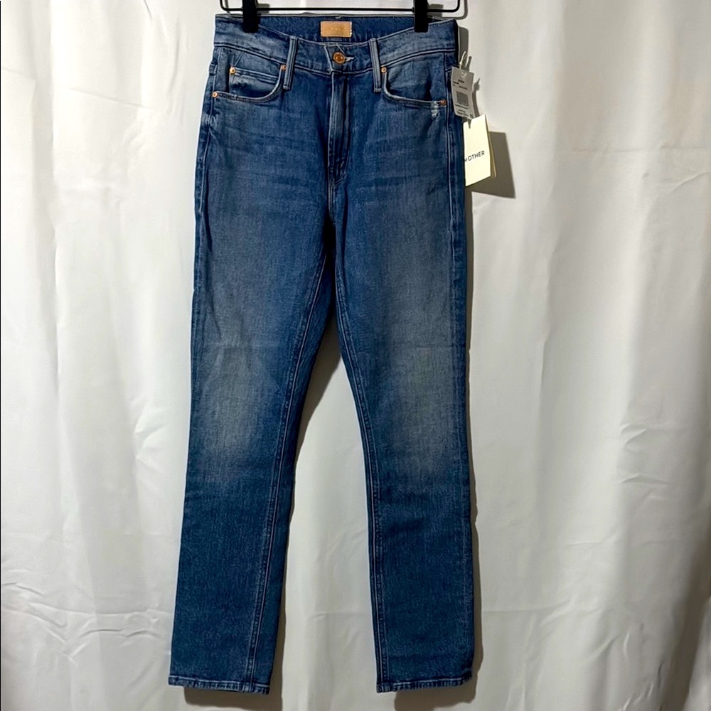 (NWT) MOTHER | Blue Mid-Rise Dazzled Ankle Denim Jeans